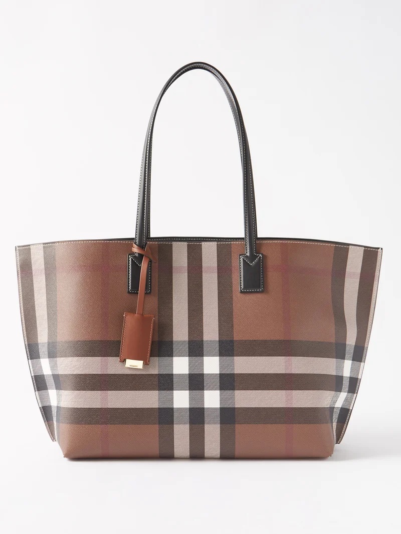 Checked canvas tote bag - 1