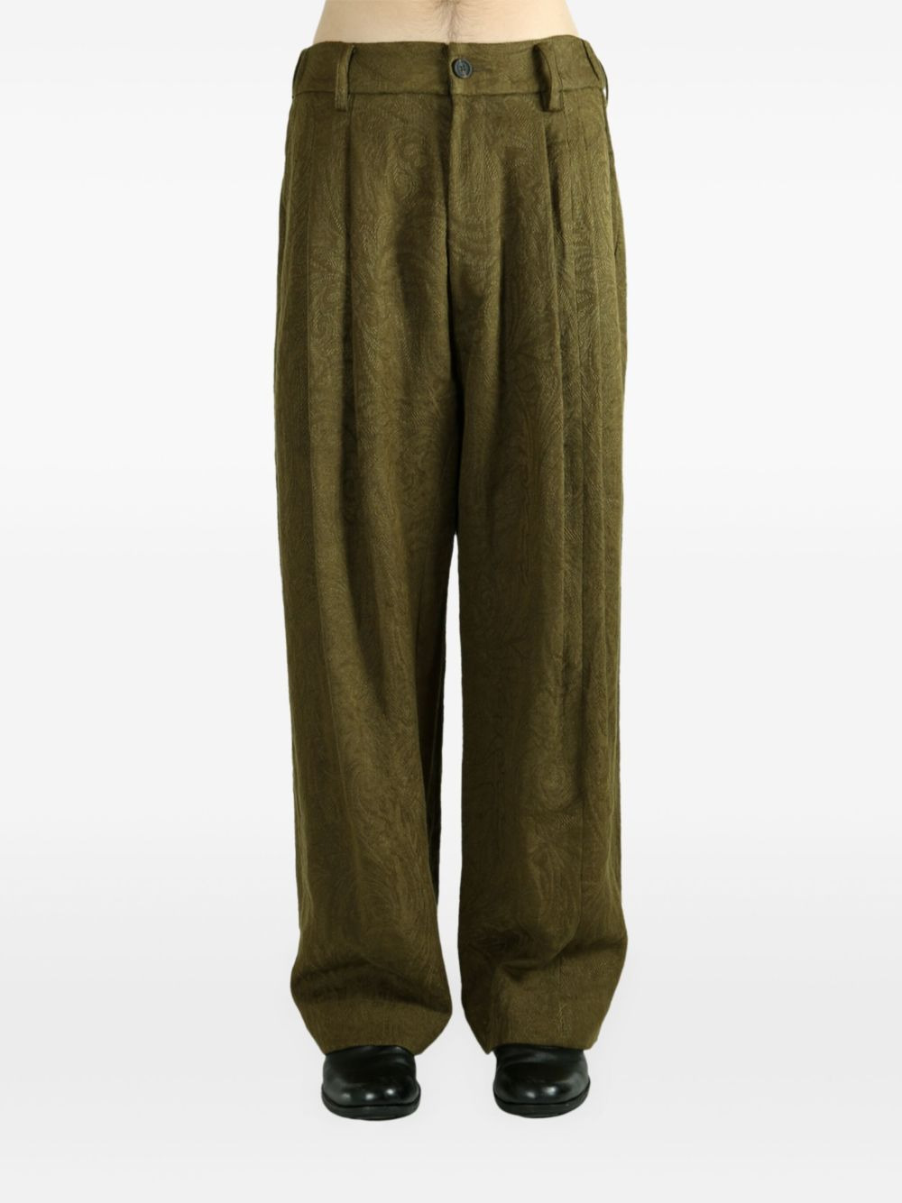 pleat-detail linen trousers - 2