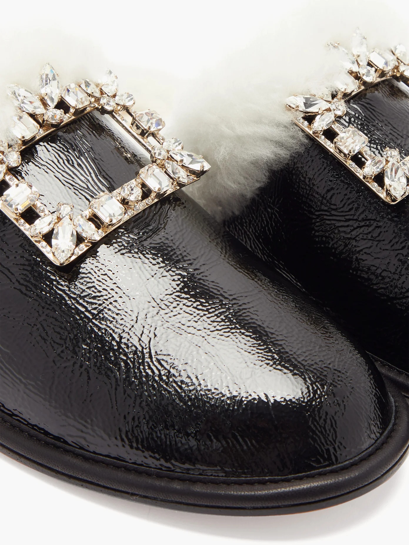 Hotel Vivier crystal-buckle shearling slippers - 6