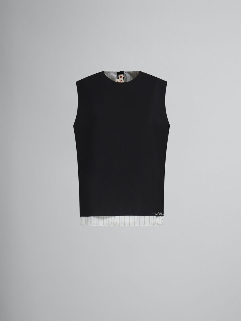 BLACK TROPICAL WOOL SLEEVELESS TOP WITH MARNI MENDING - 1