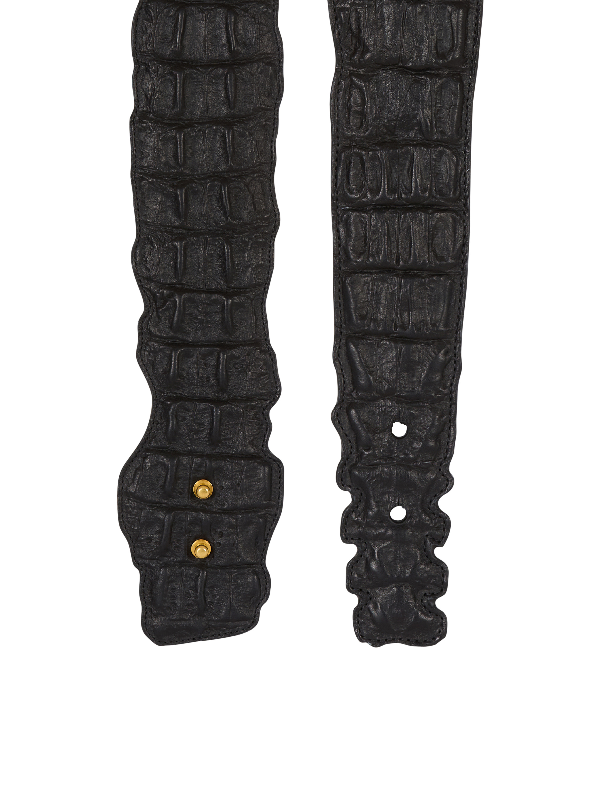 Wide crocodile-print leather belt - 4