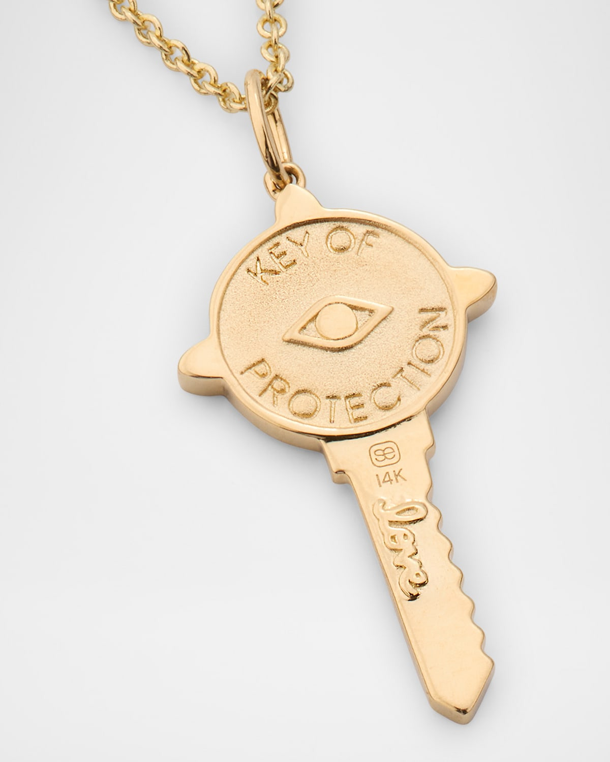 14K Yellow Gold Medium Tiffany Chain Necklace with Protection Key Charm - 5