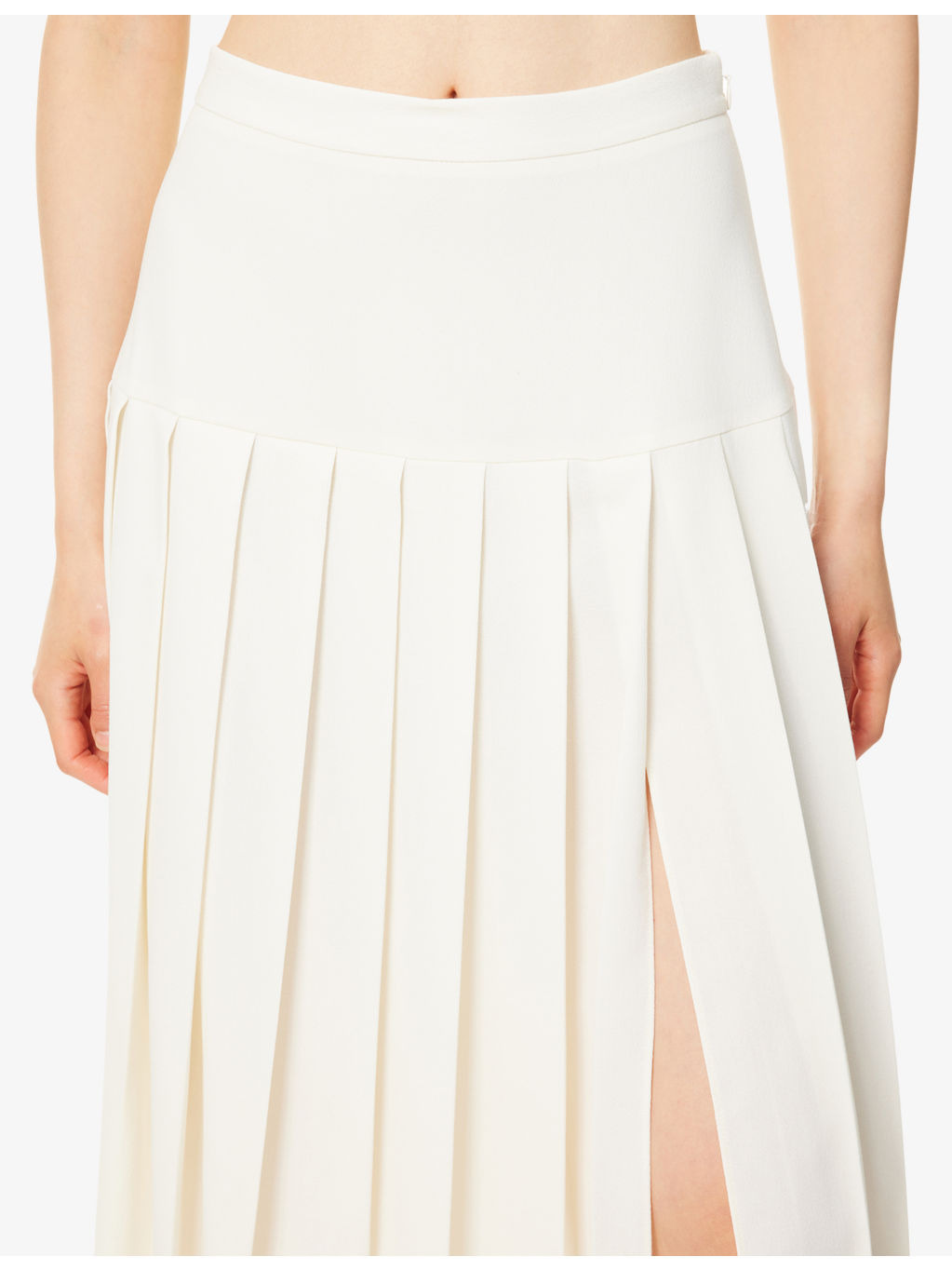 Pleated High-Waist Stretch-Wool Blend Midi Skirt - 5