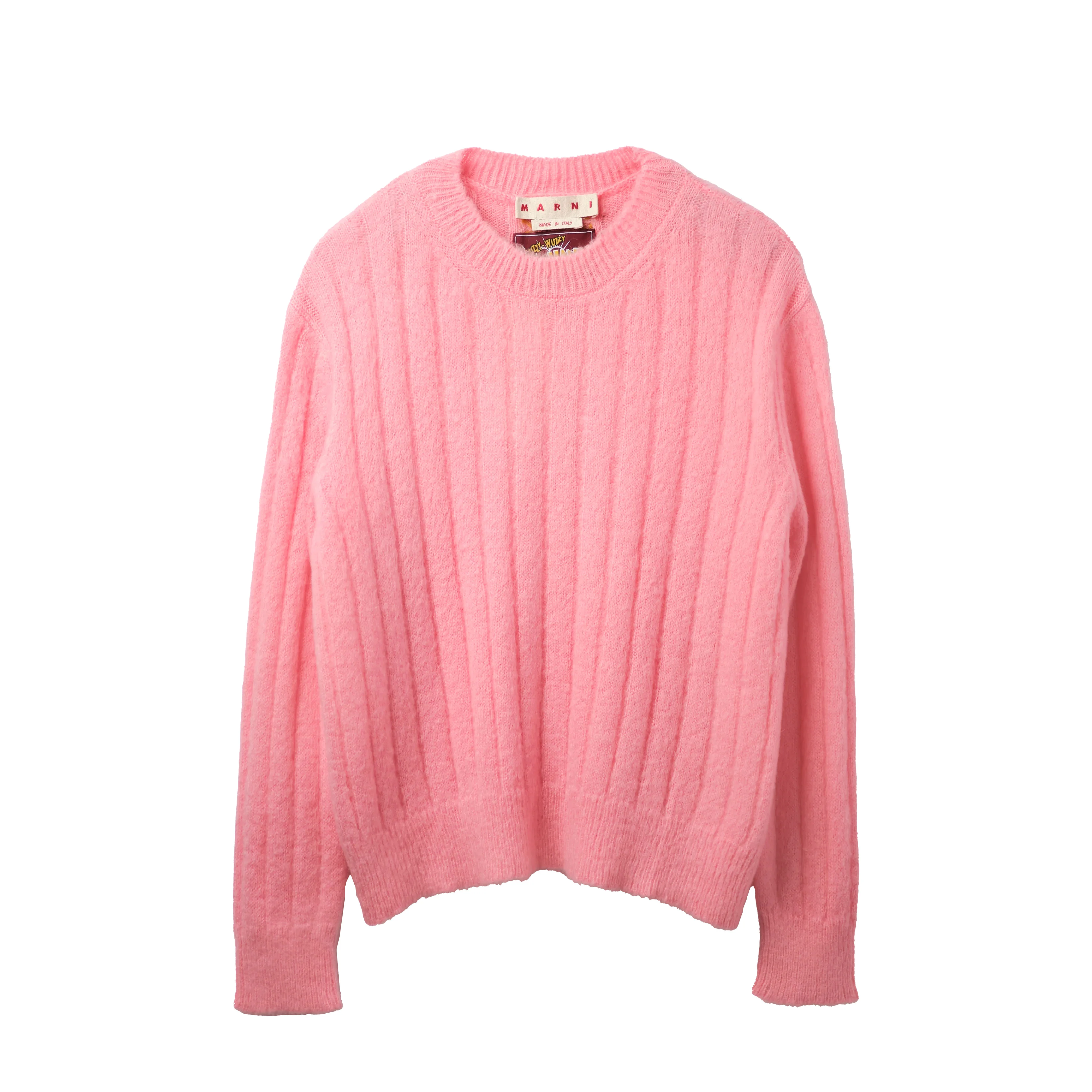 Marni Fuzzy Printed Brushed Crew Neck Sweater Pink - 1
