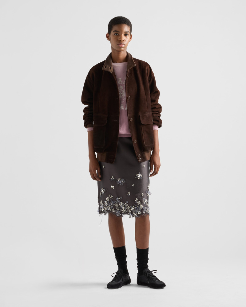 Prada Embroidered silk and wool skirt outlook