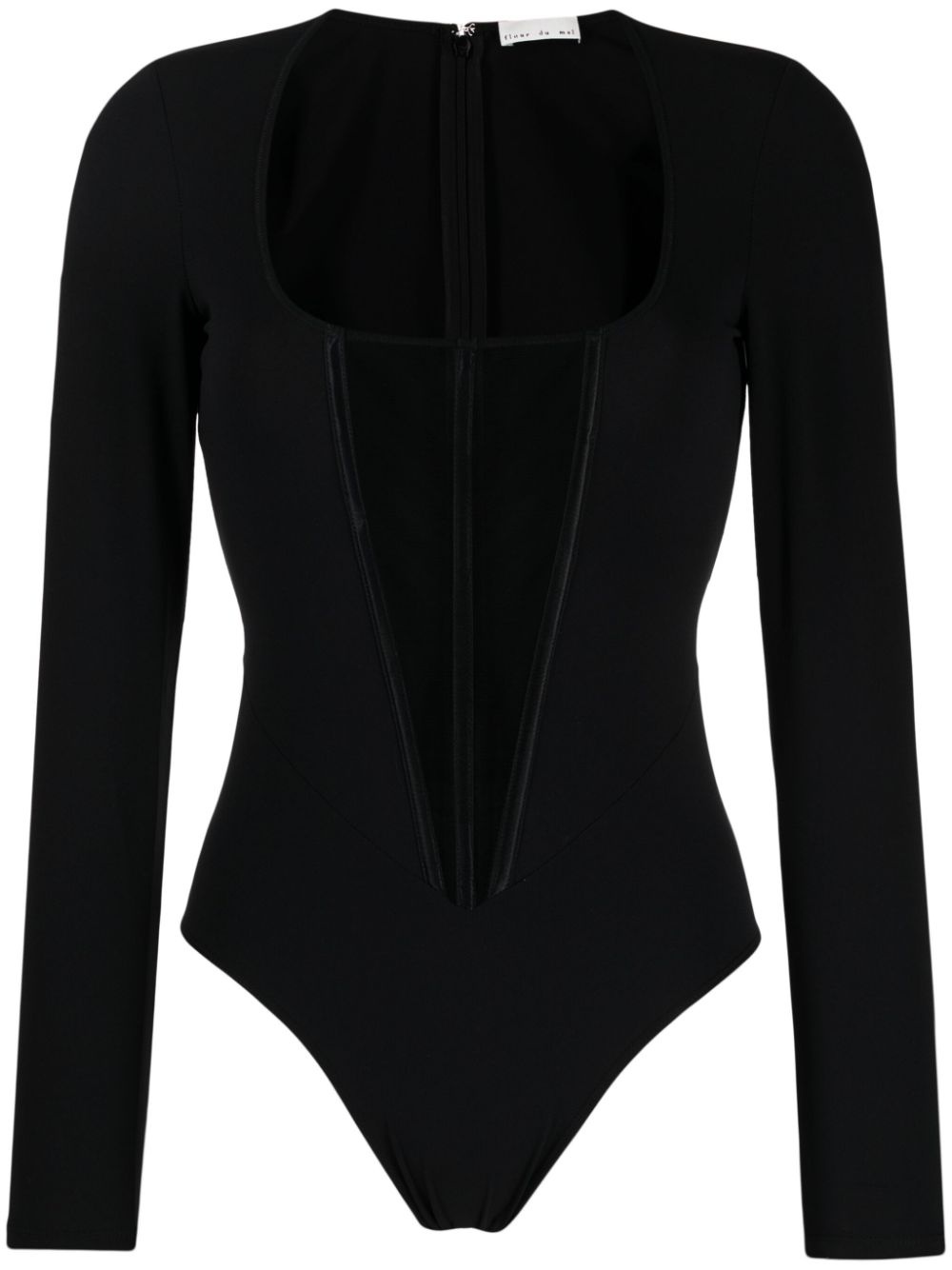 mesh-panelled jersey bodysuit - 1