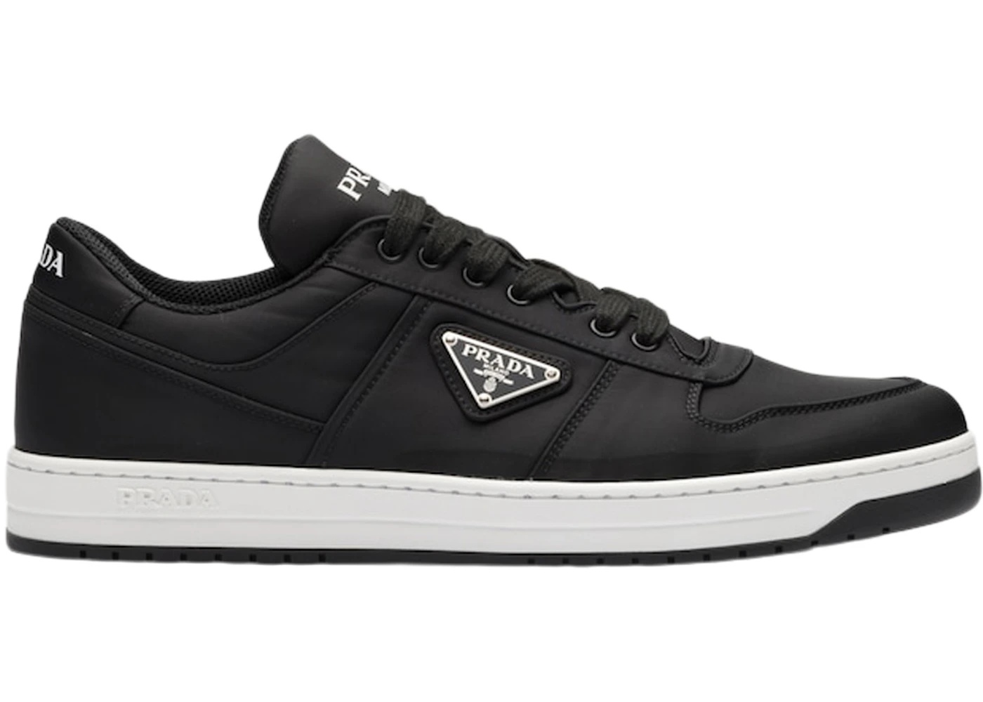 Prada Re-Nylon Gabardine Low Top Sneakers Black Black White - 1