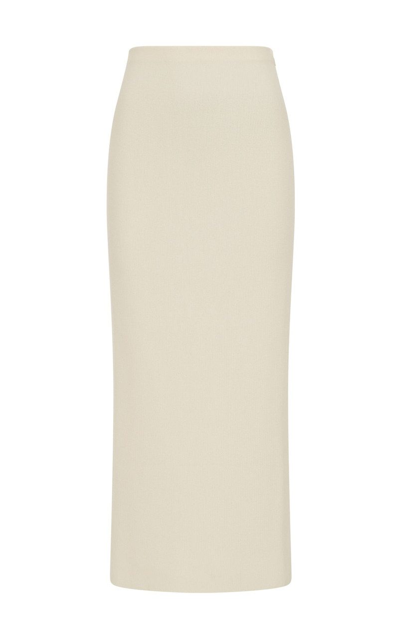 Circe Knit Maxi 스커트 에 Ivory Merino Wool Cashmere - 1