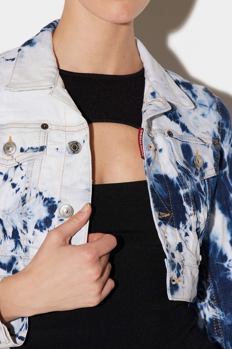 BLUE WATER WASH CROPPED DENIM JACKET - 4