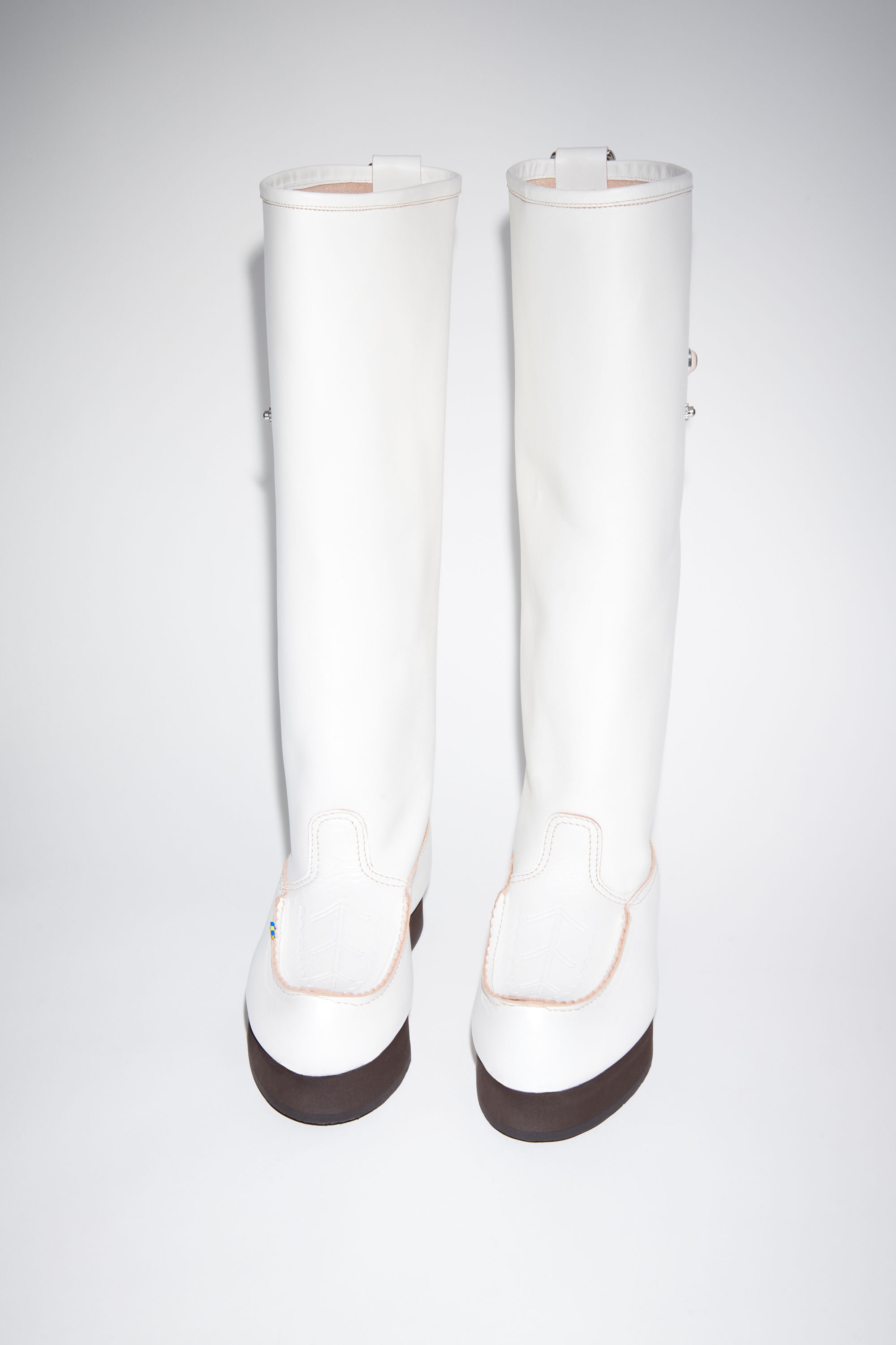 Embellished leather boots - White - 3