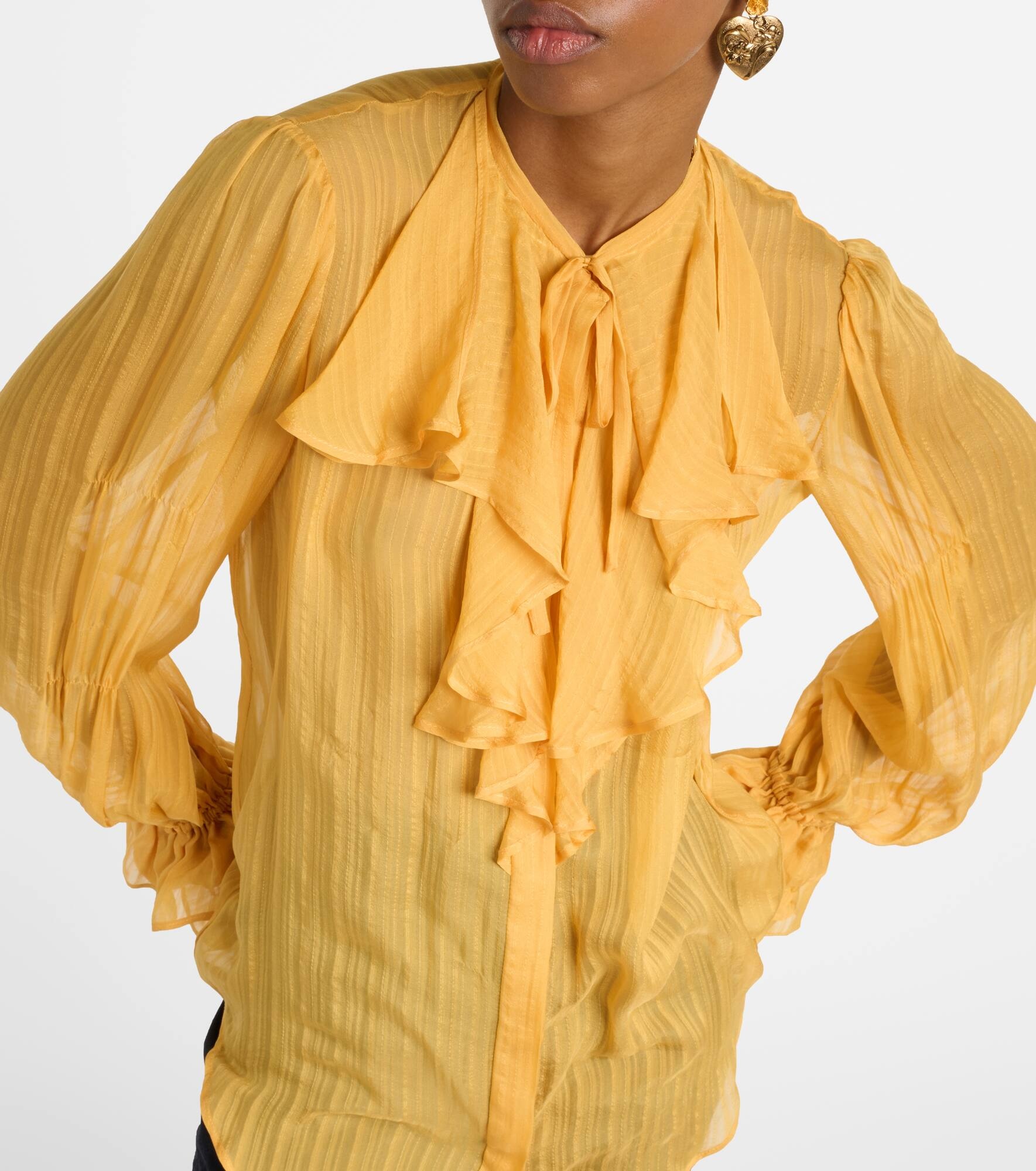 Ruffled silk blouse - 6