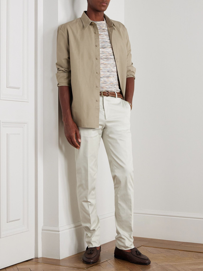 Etro Roma Slim-Fit Straight-Leg Stretch-Cotton Twill Trousers White outlook