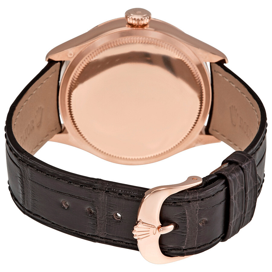 Rolex Cellini Brown Guilloche Dial Automatic Men's 18K Everose Gold Leather Watch 50525BRSBRL - 3