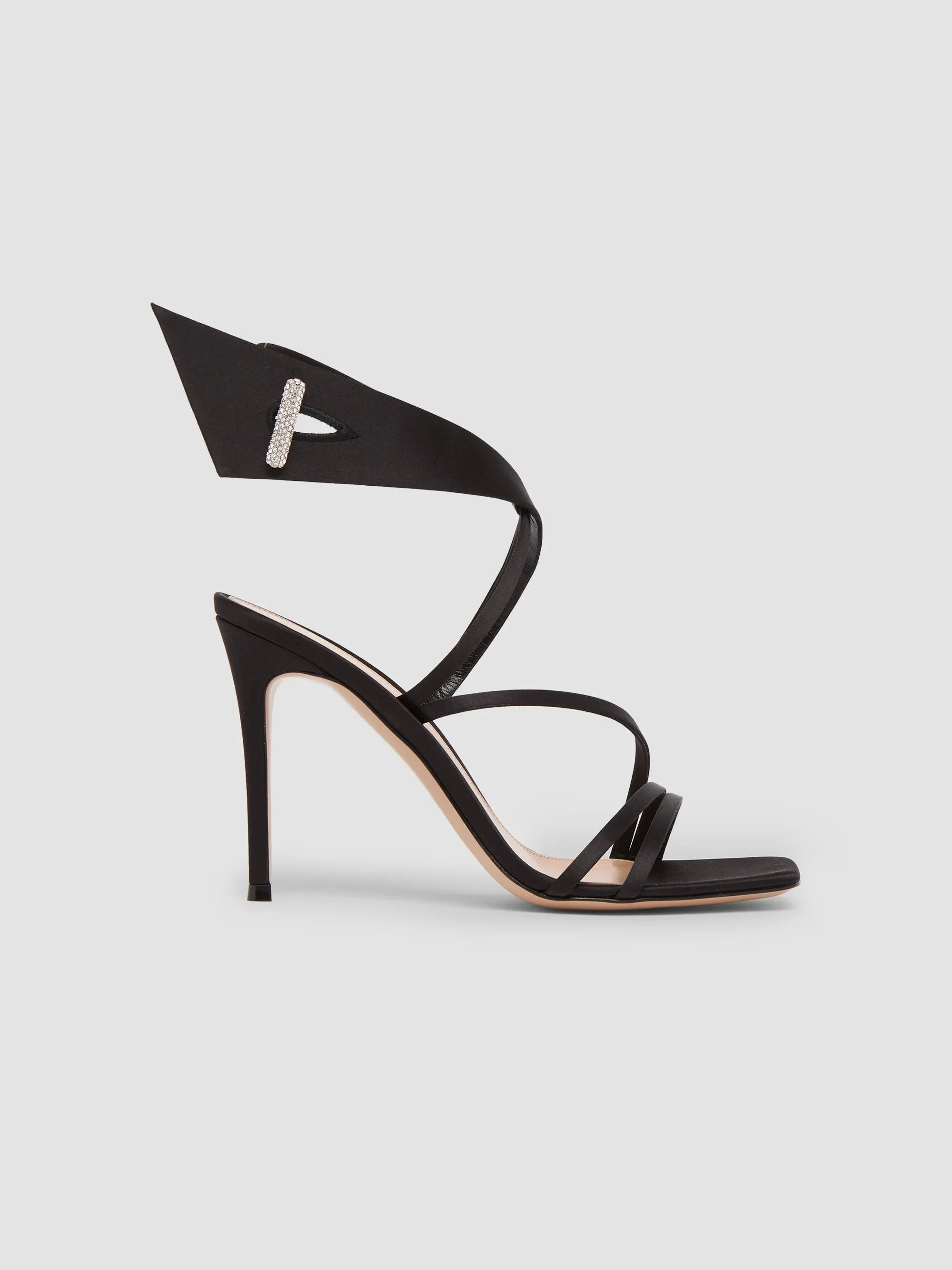 Women's 95MM Crystal-Embellished Satin Sandals - Black - 1