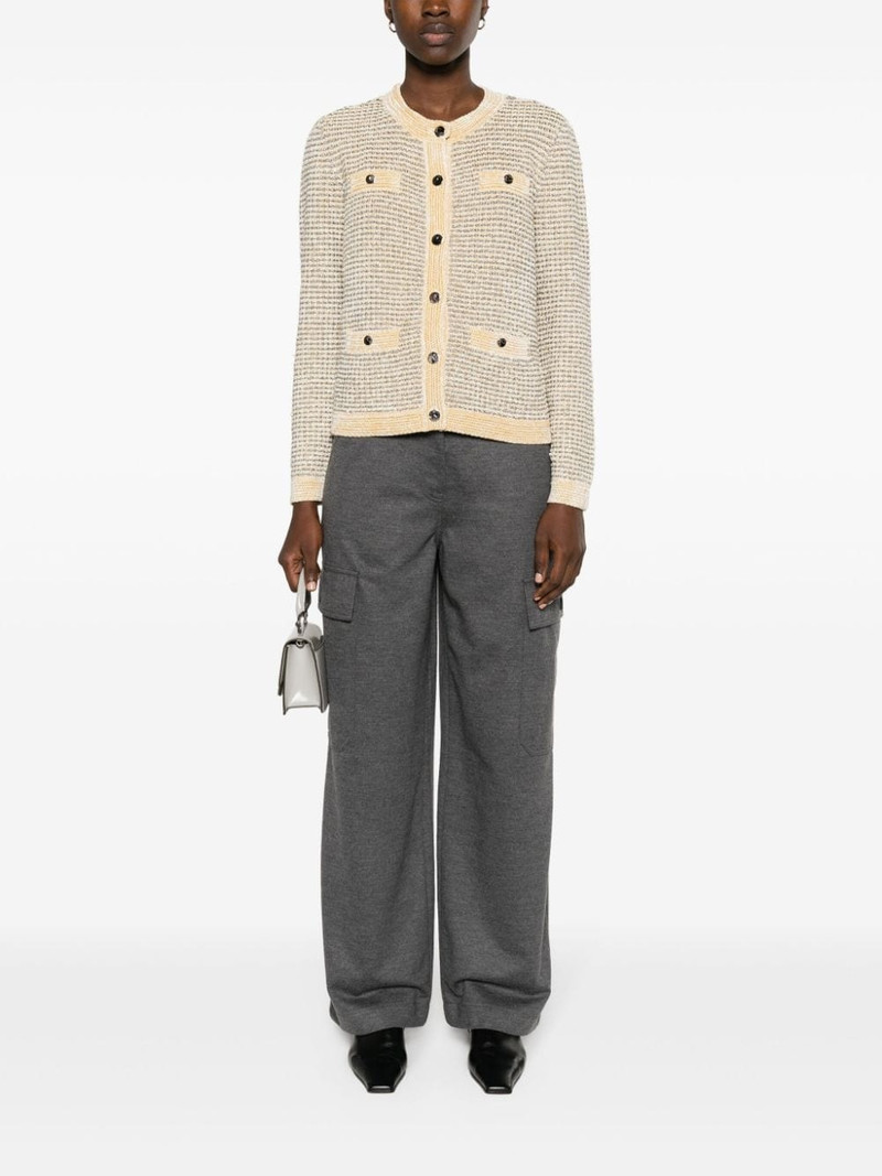 TORY BURCH metallic-thread striped cardigan outlook