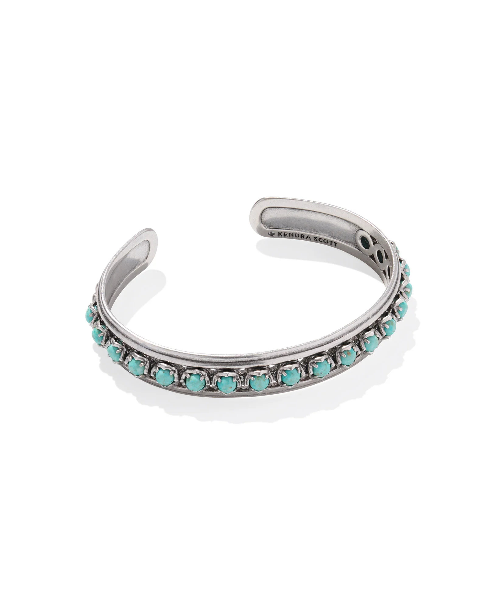 Ida Vintage Silver Cuff Bracelet in Sea Green Chrysocolla - 1