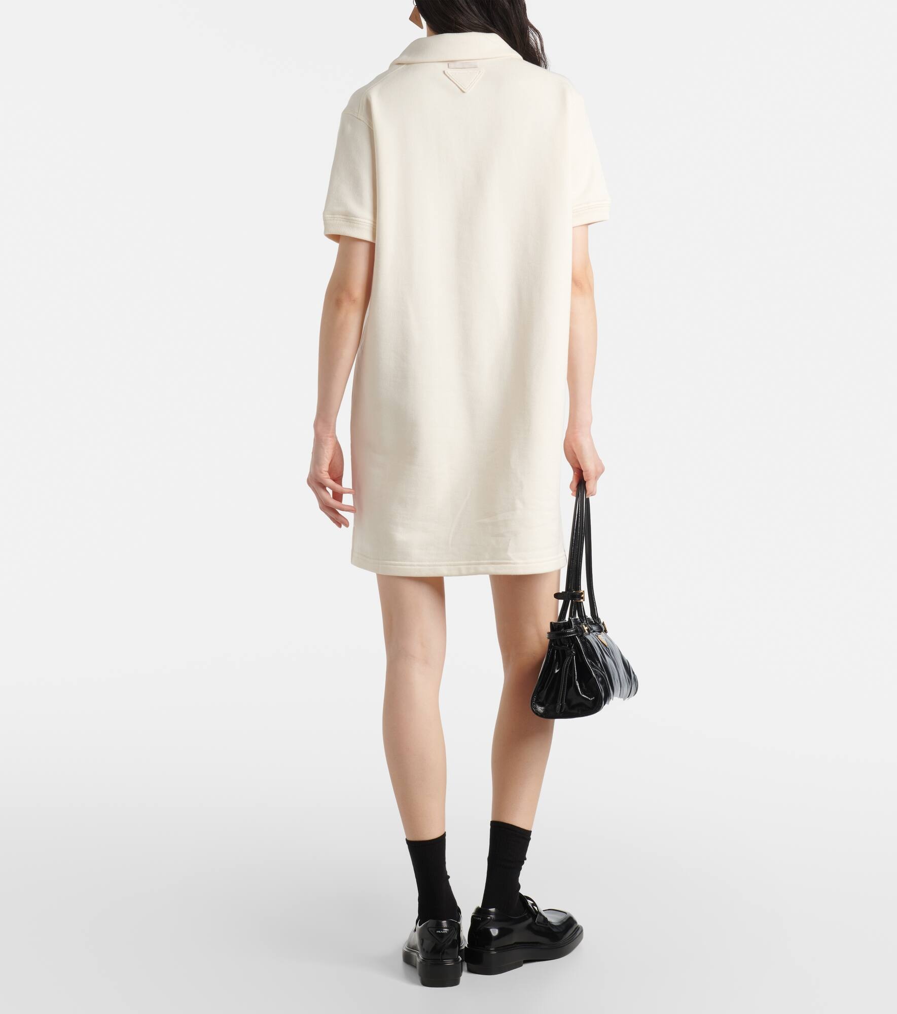 Logo cotton fleece polo dress - 3