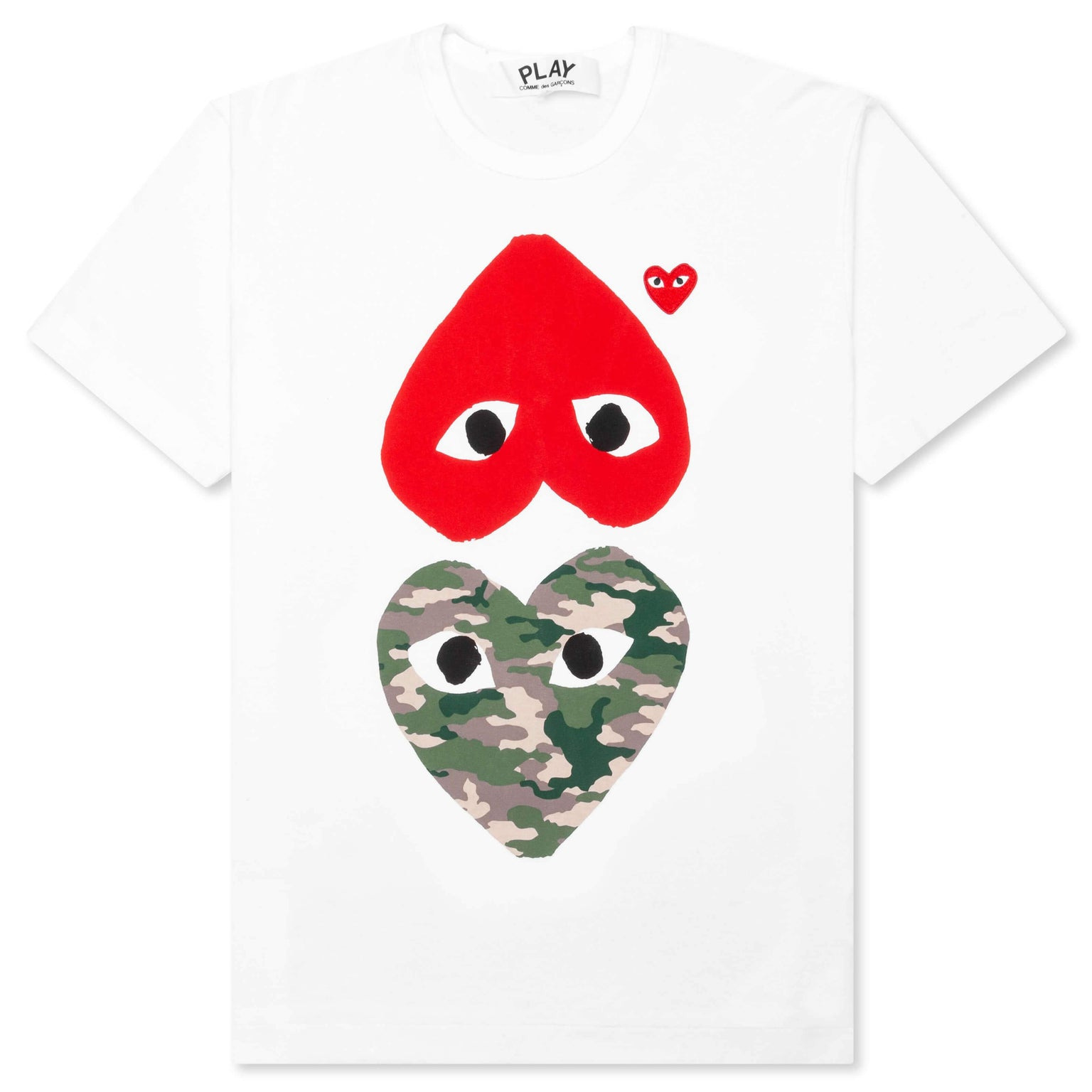 COMME DES GARCONS PLAY CAMOUFLAGE MIRROR HEART T-SHIRT - WHITE - 1