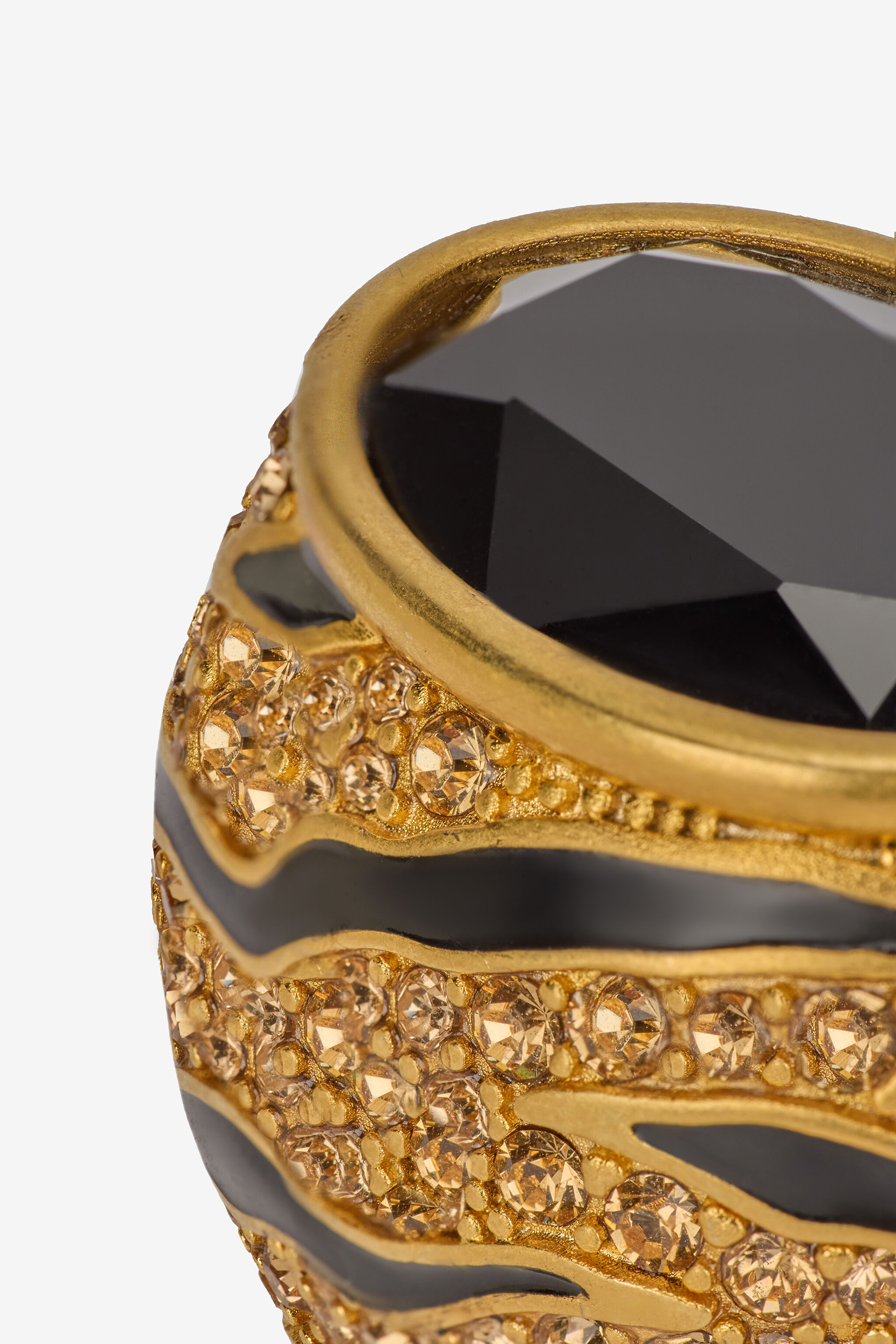 Cocktail Ring With Crystals And Tiger Skin Pattern - 4