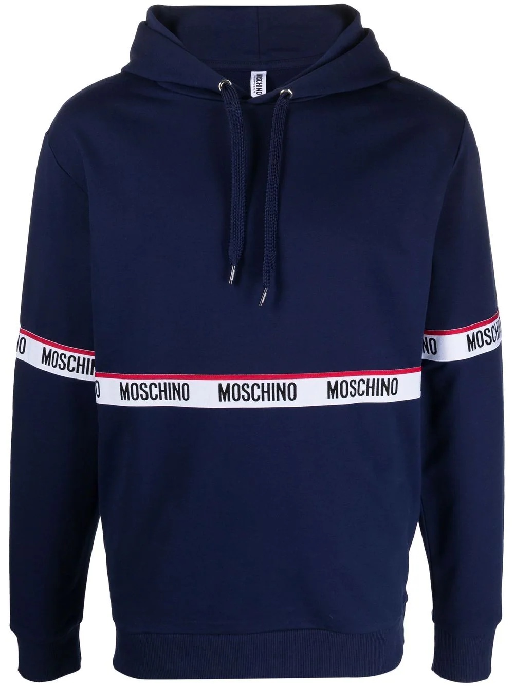 logo-print trim hoodie - 1