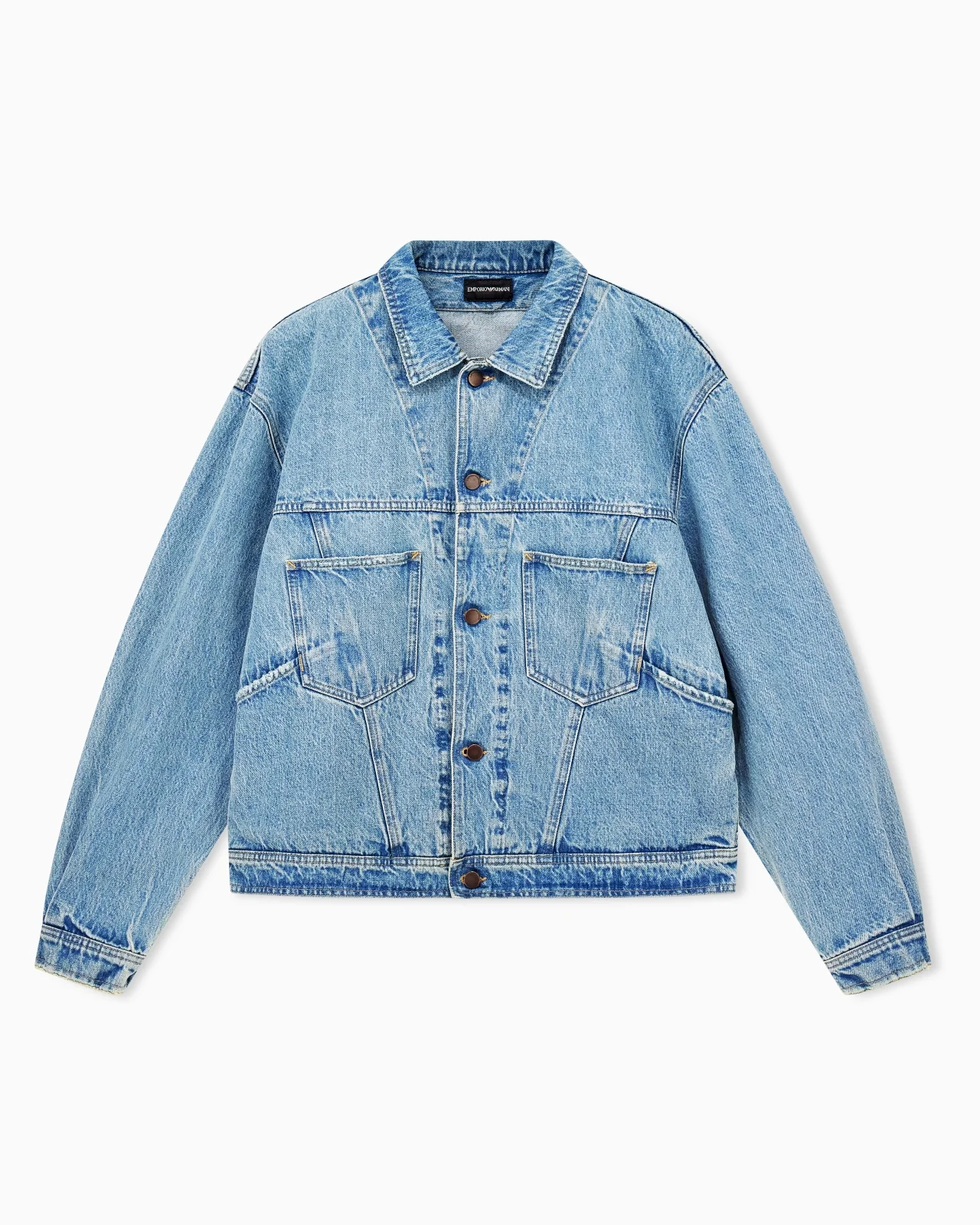 BLOUSON JACKET IN STONE WASHED DENIM WITH METAL BUTTONS - 1