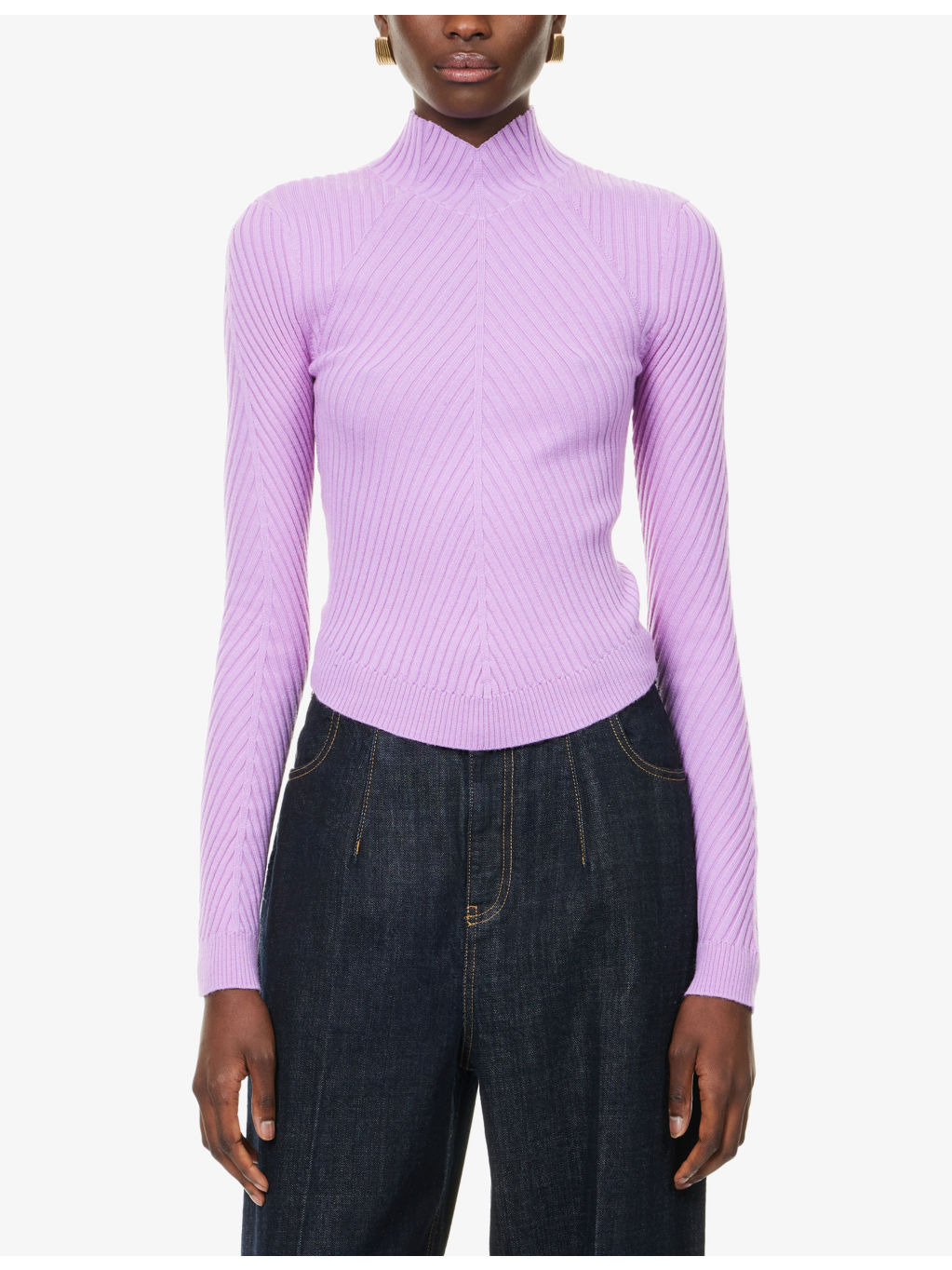 Ribbed High-Neck Wool Jumper - 3