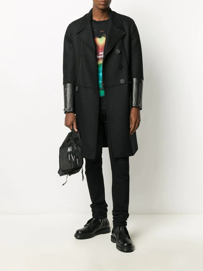 Neil Barrett tailored coat with long leather cuffs outlook