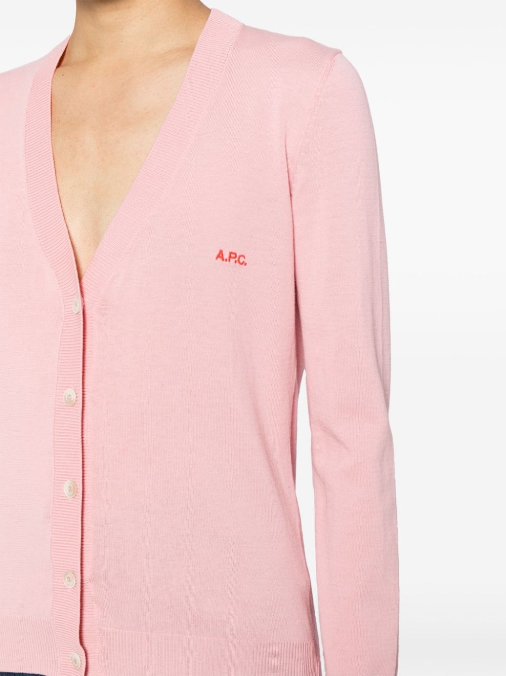 logo-embroidered cotton cardigan - 5