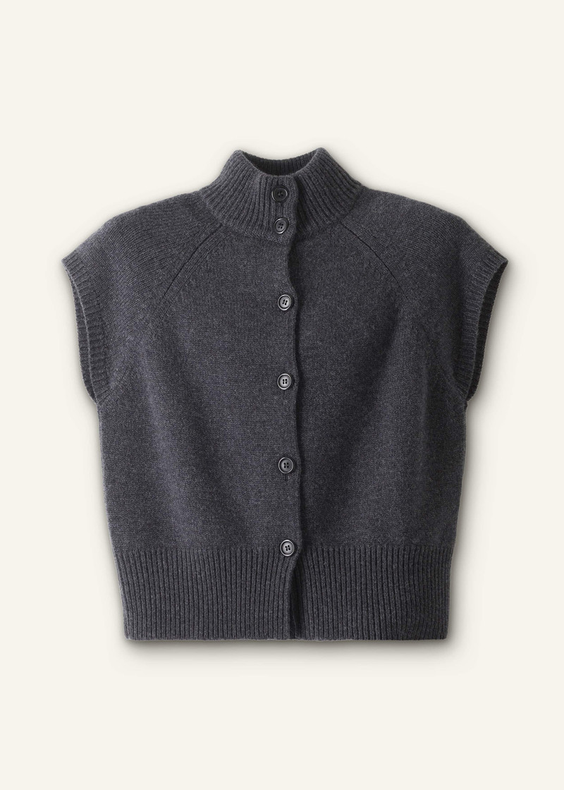 High Neck Relaxed Vest - 1