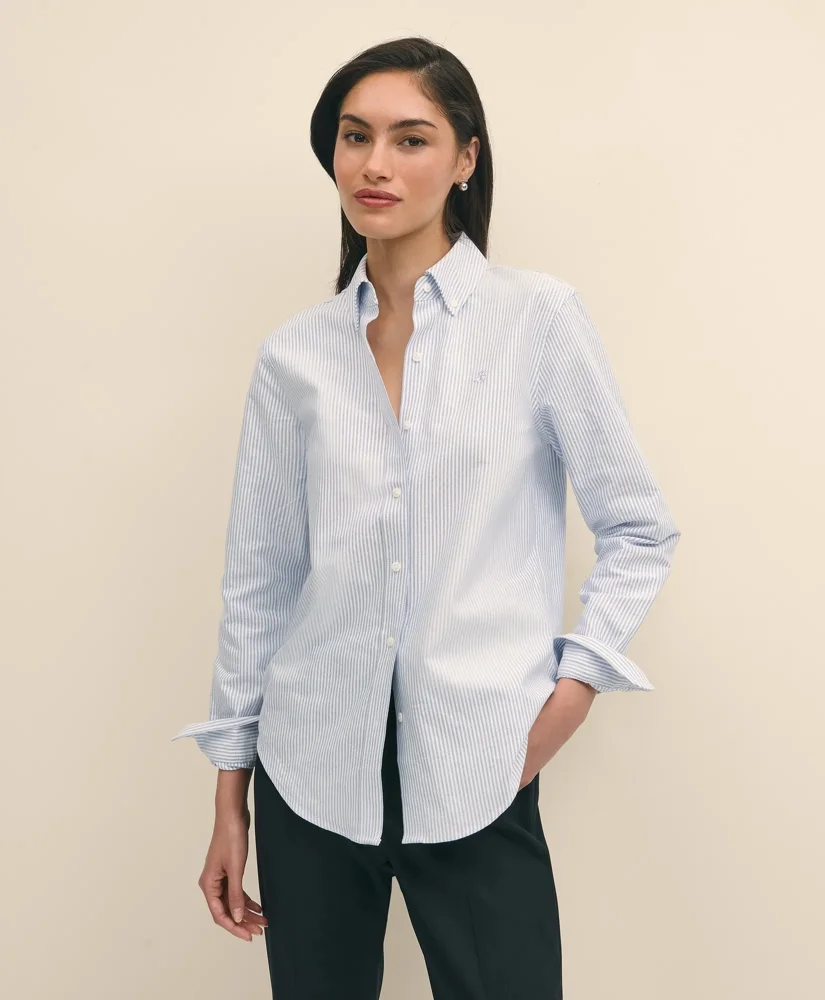 Classic-Fit Cotton Oxford Stripe Shirt - 1
