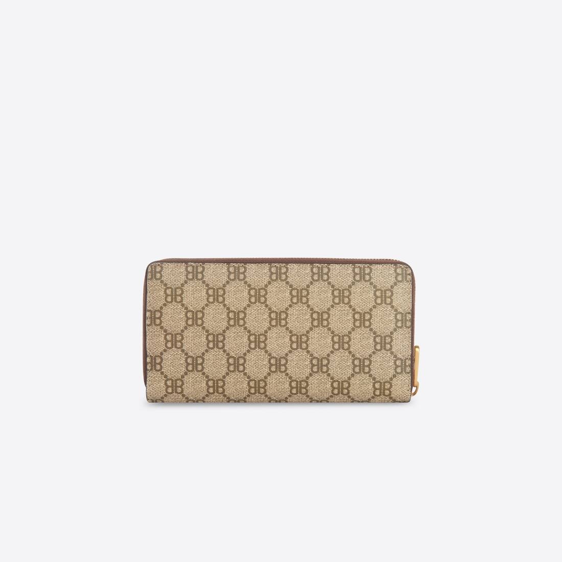 Women's Hacker Continental Zip Wallet In Coated Canvas in Beige - 1