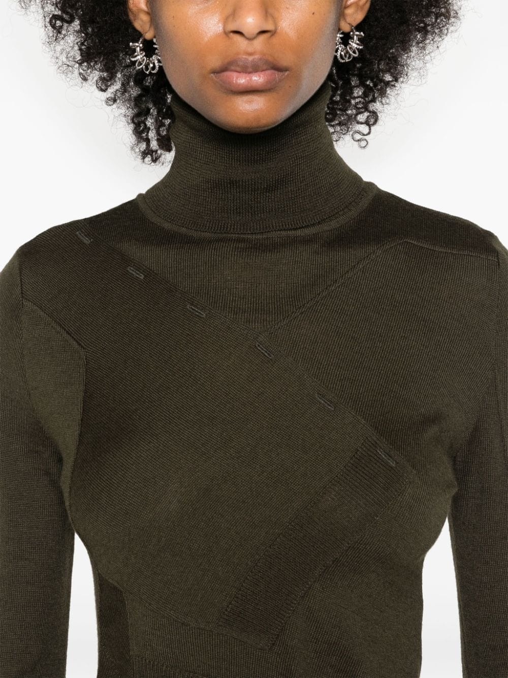 asymmetric panelled roll-neck jumper - 5