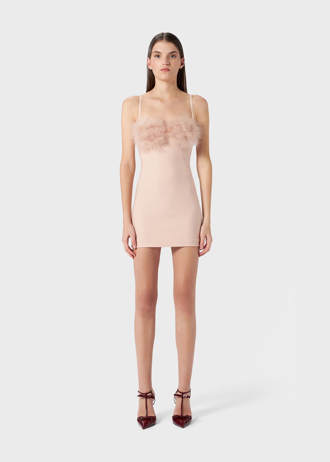 COMPACT JERSEY DRESS WITH MARABOU FEATHERS - 3