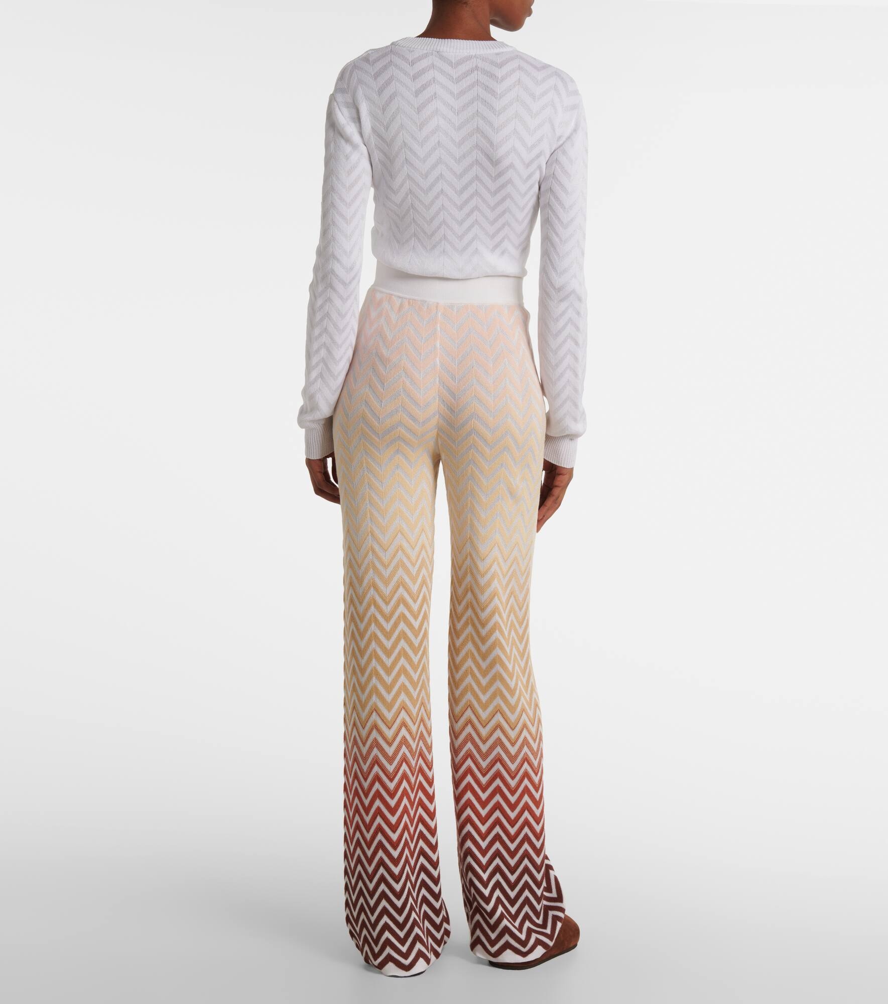 Zigzag cotton-blend flared pants - 3