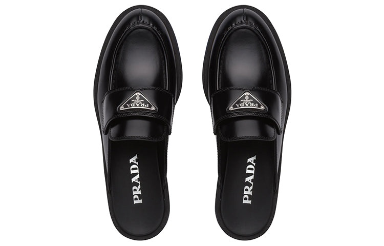 (WMNS) PRADA Chocolate Brushed Leather Mules 'Black' 1D652M_055_F0002_F_040 - 4