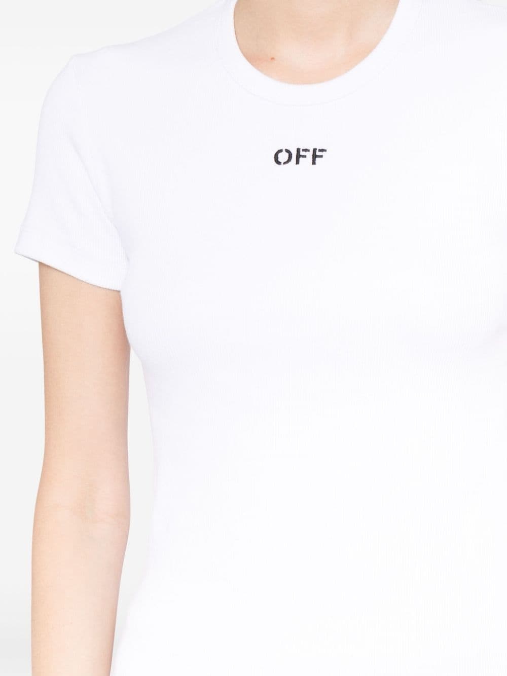 Off-embroidered ribbed t-shirt - 5