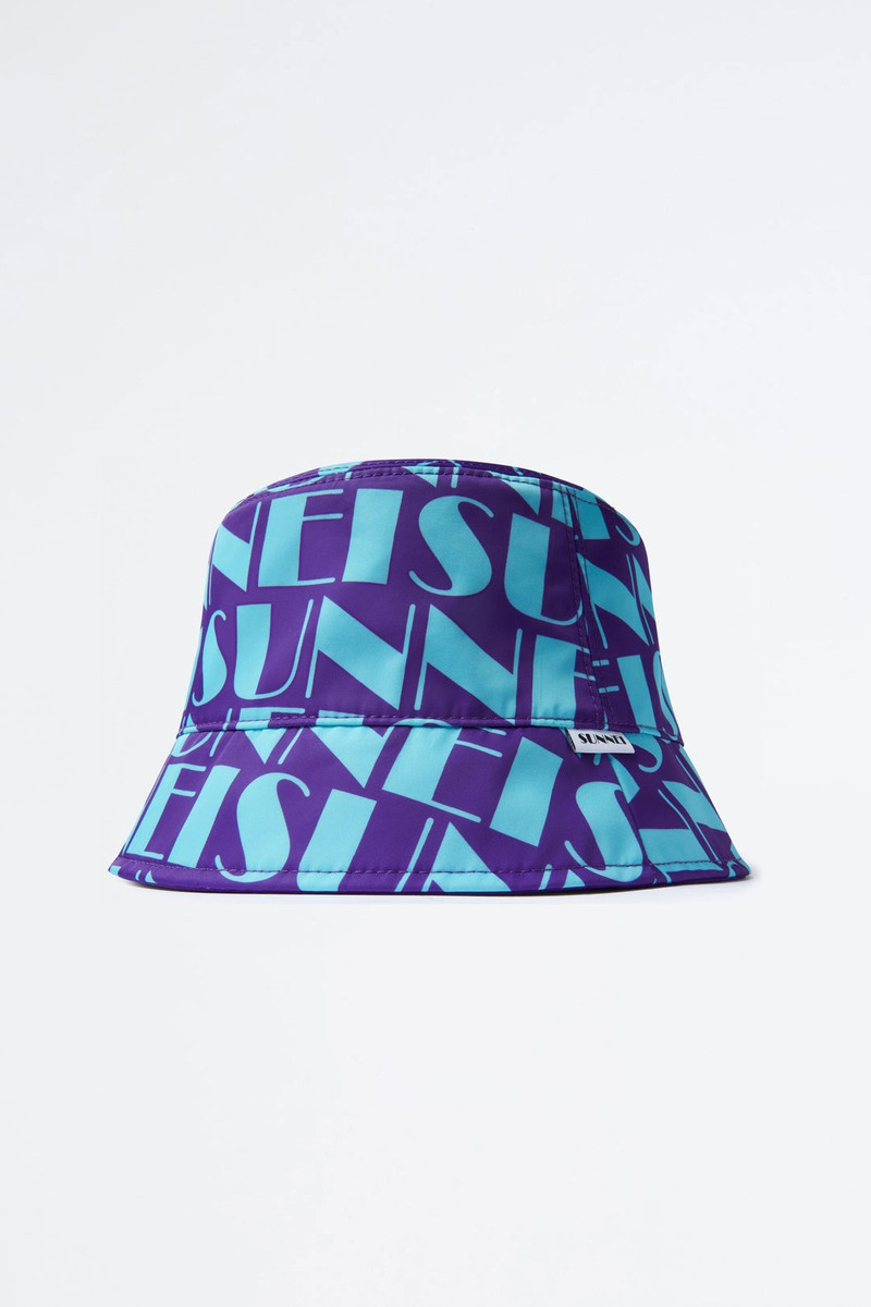 REVERSIBLE AZURE & PURPLE LOGO BUCKET HAT 1