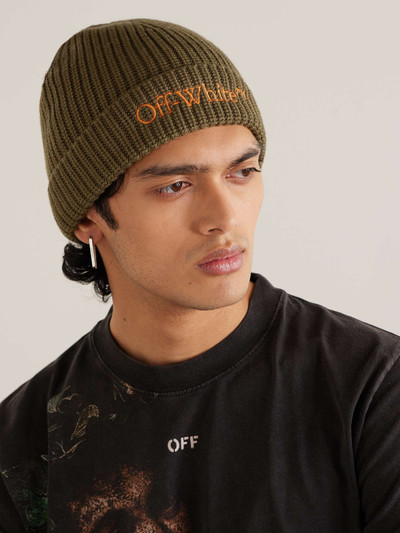 Off-White Bookish Logo-Embroiderd Ribbed Virgin Wool Beanie outlook