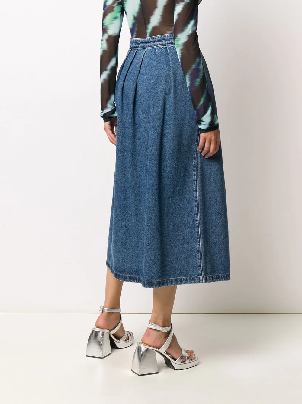 button-front denim midi-skirt - 4