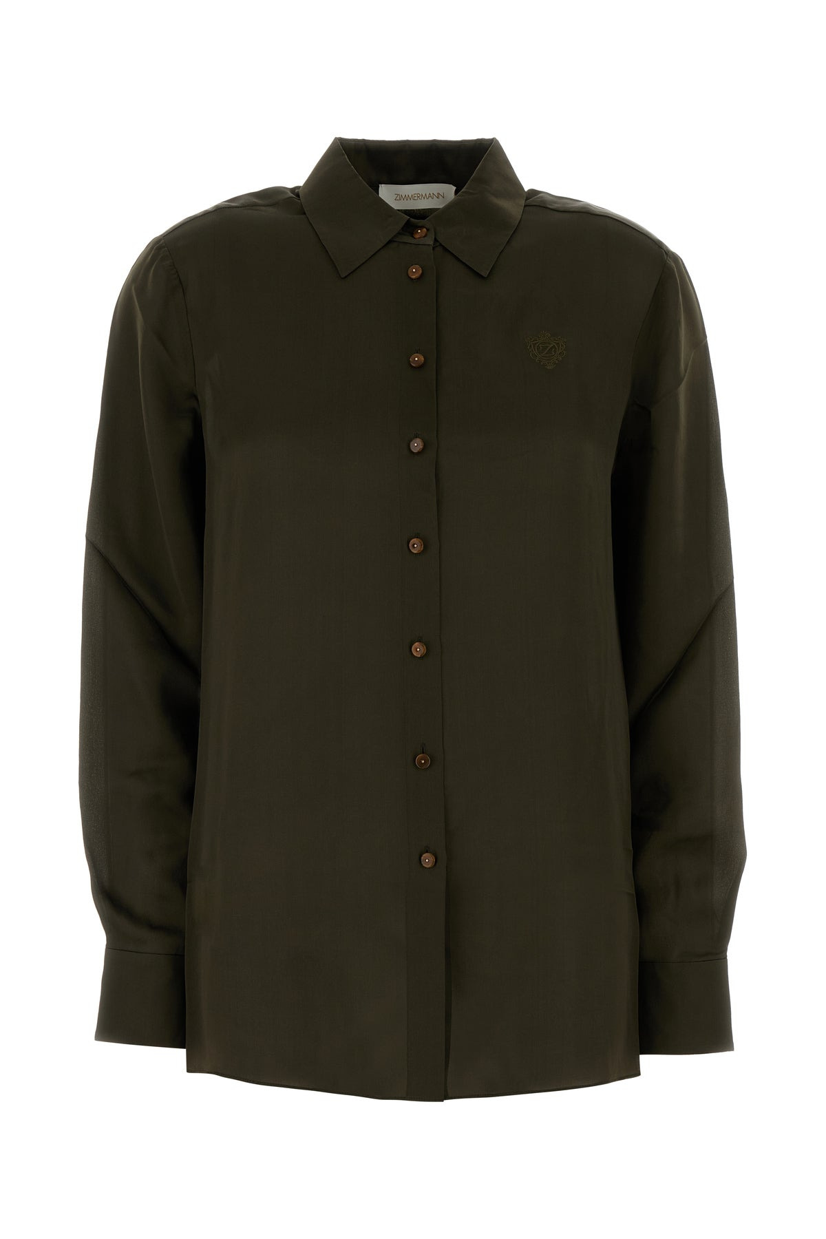 Olive green satin Hypnotic shirt - 1