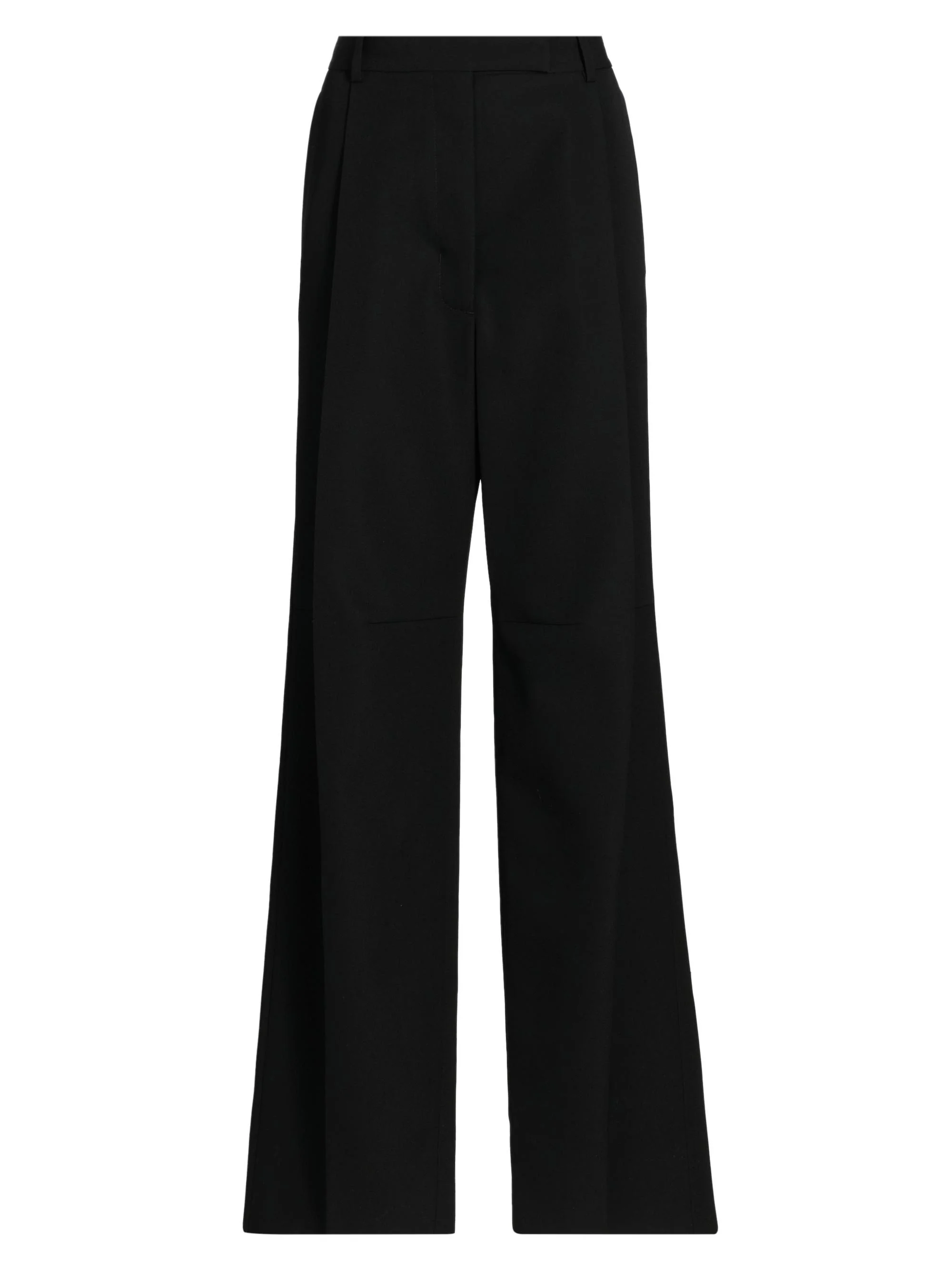 Women's Sharp Wool Pleated High-Rise Wide-Leg Pants - Black - 1