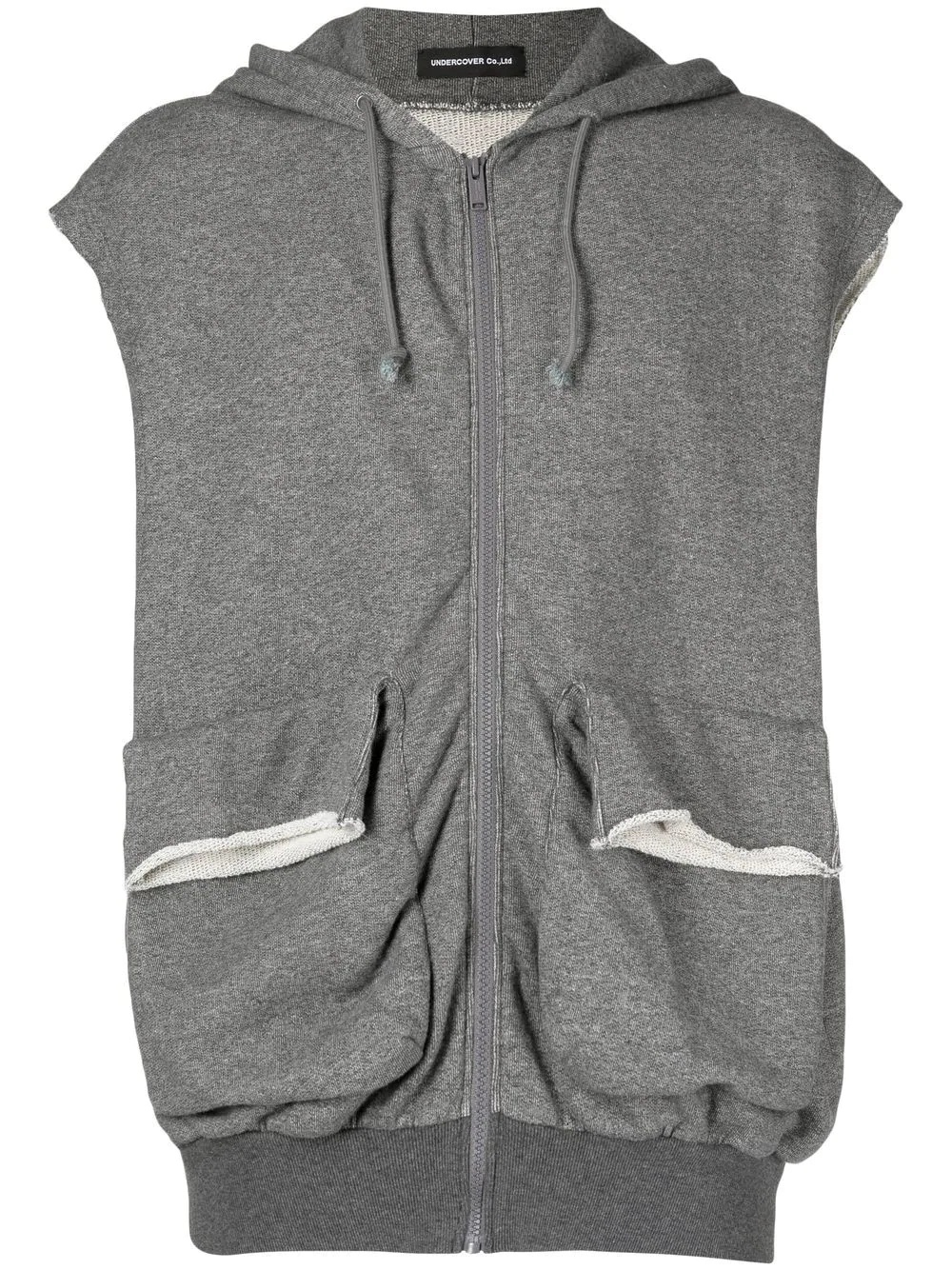 cargo-pocket sleeveless hooded jacket - 1