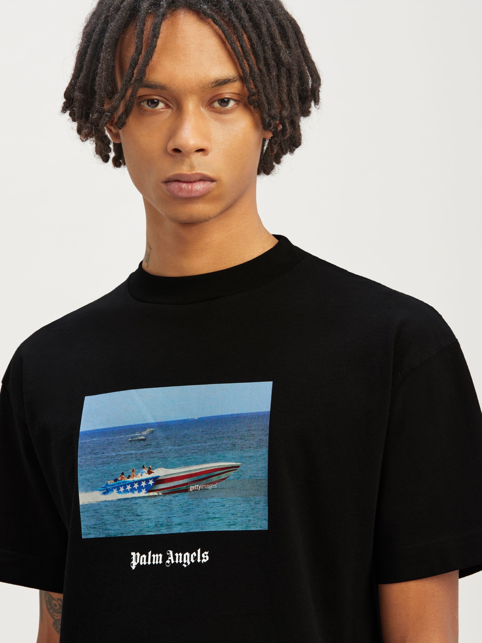 ☆Palm Angels☆Tシャツ Getty Speed Boat Classic Palm Angels Getty Speedboat Classic Tee Black/White/Multi