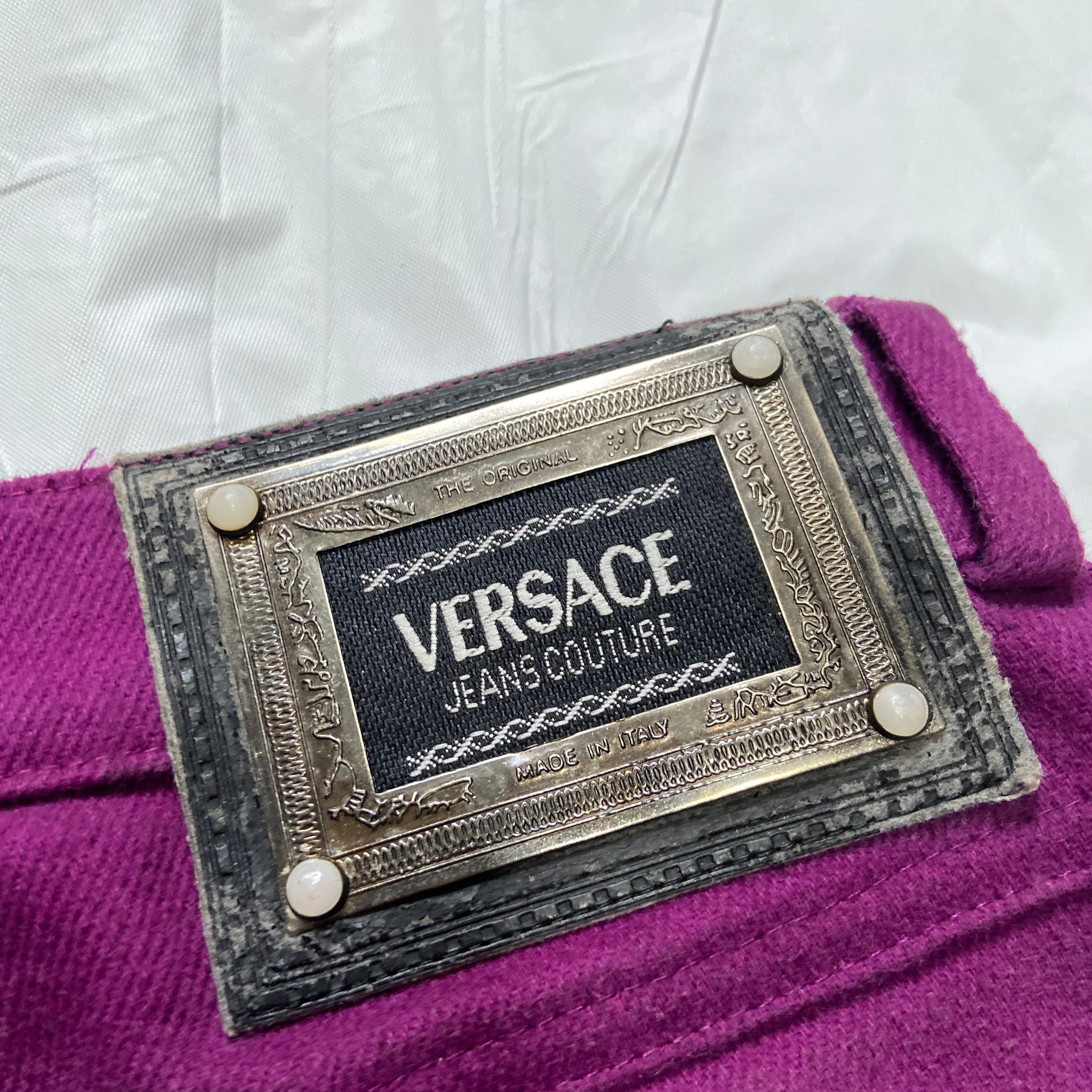 Versace fw91 le madonna cross gothic trompe l'oeil jeans - 15