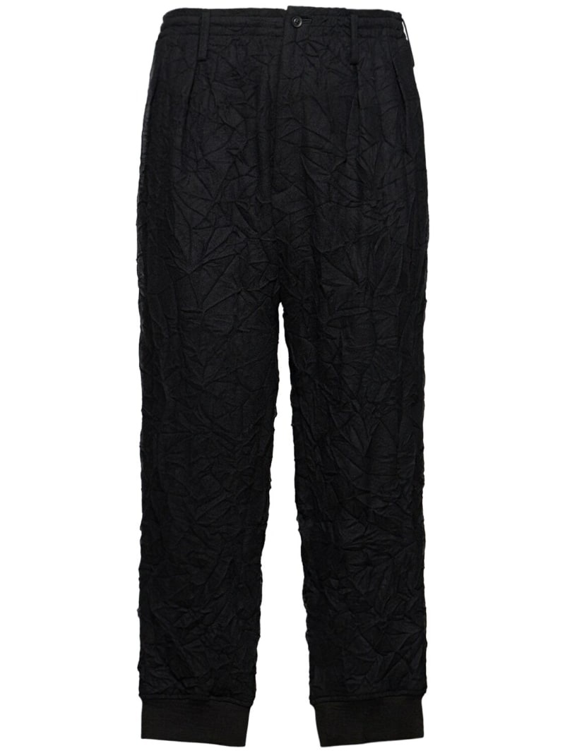 G-hem wrinkled wool blend flannel pants - 1