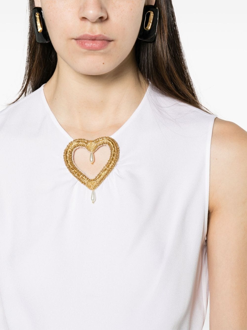 heart cut-out sleeveless blouse - 5