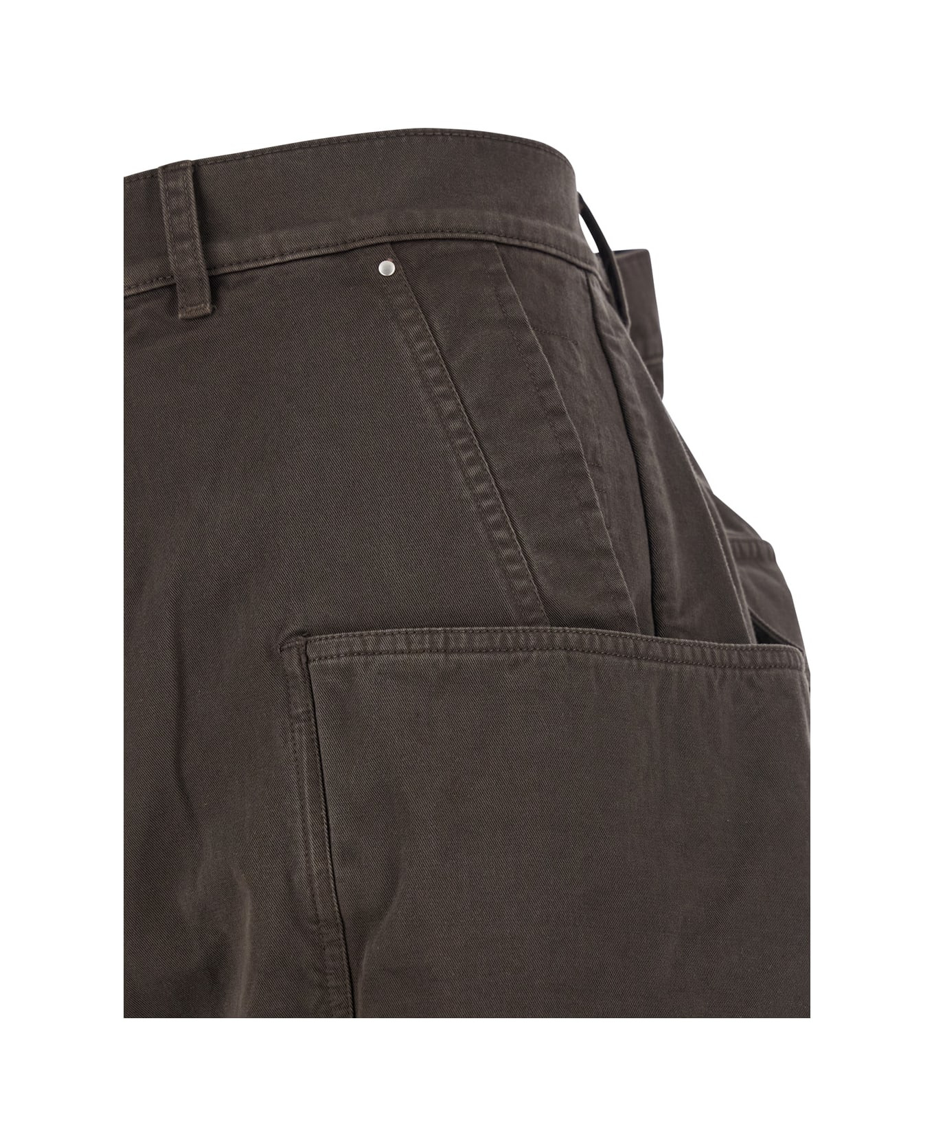 'stefan' Brown Wide Leg Cargo Pants With Patch Pockets In Cotton Man - 3