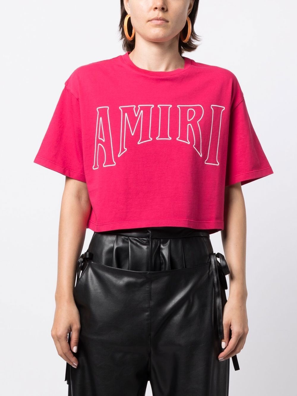 logo-print cropped T-shirt - 3