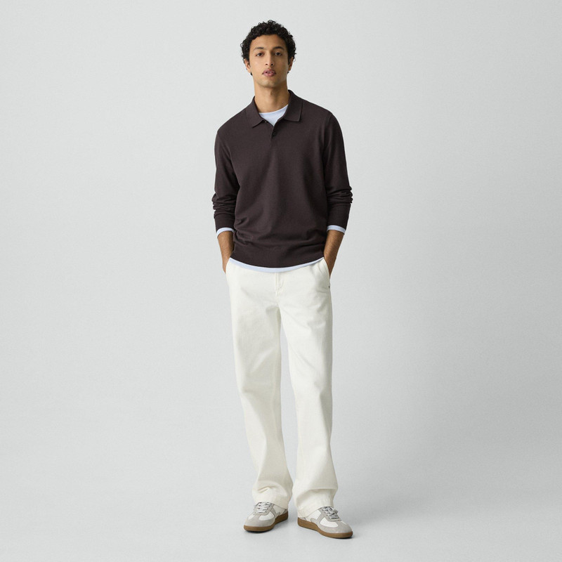 Theory Goris Long-Sleeve Polo Shirt in Light Bilen outlook