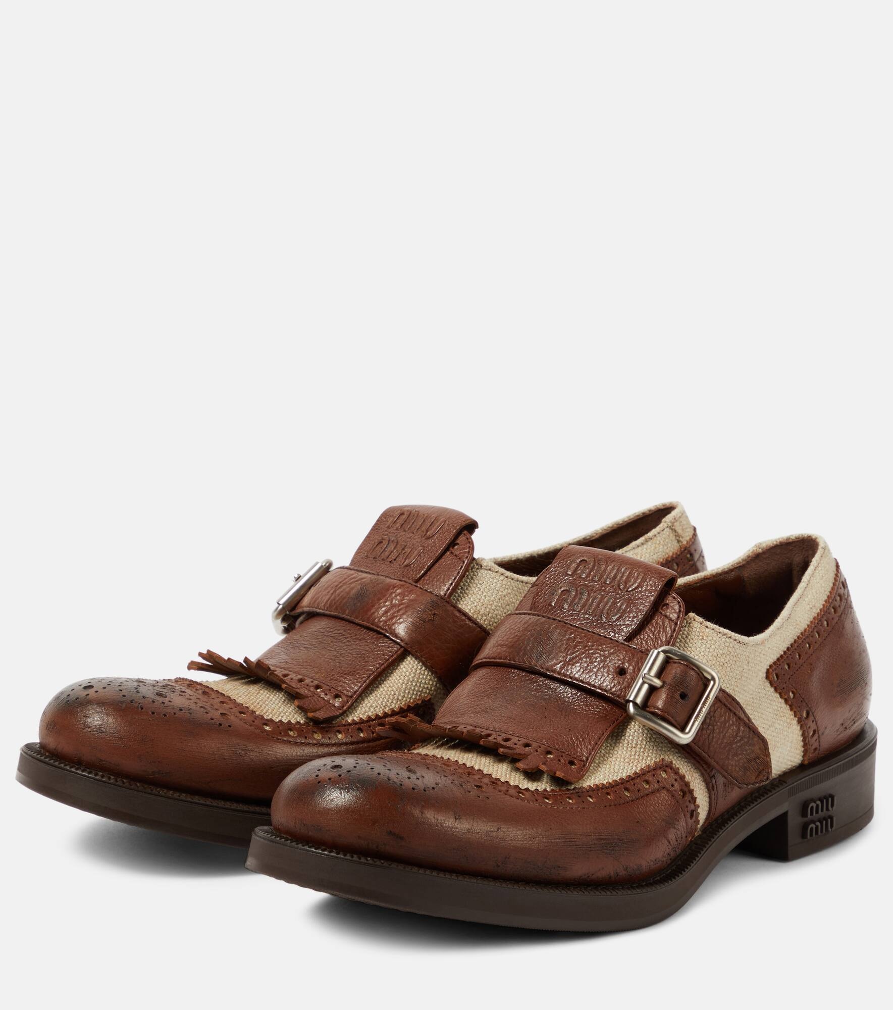 x Church's Shanghai leather and canvas shoes - 4